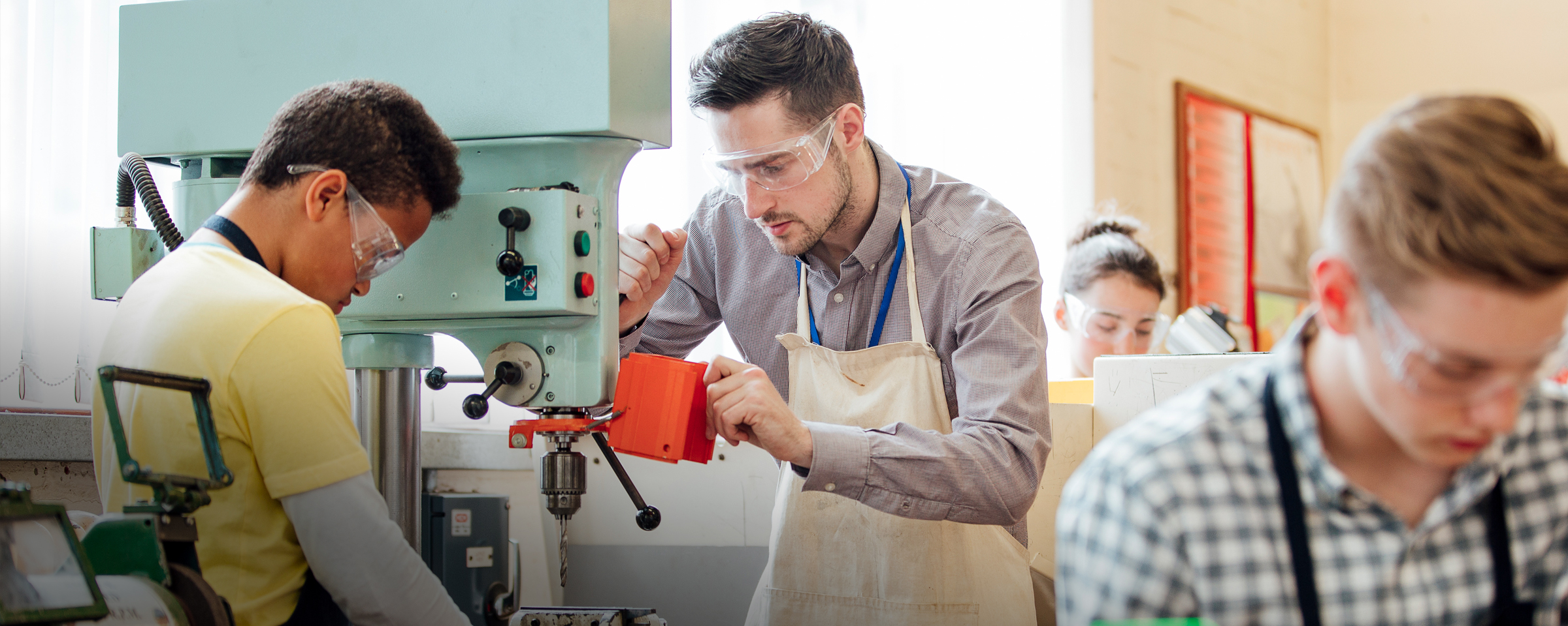 Student engaged in a manufacturing facility placement