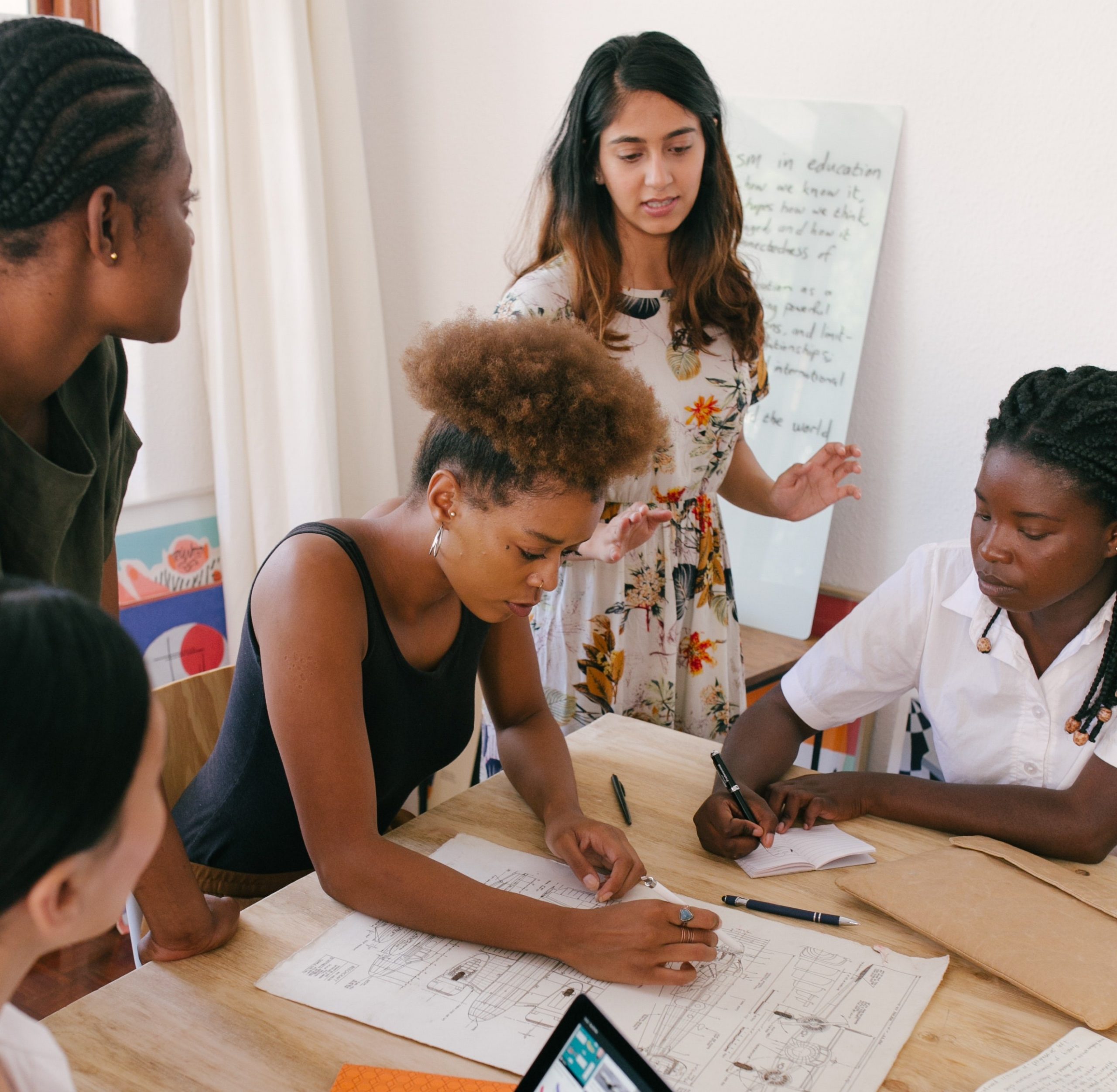 Students collaborating in a classroom setting